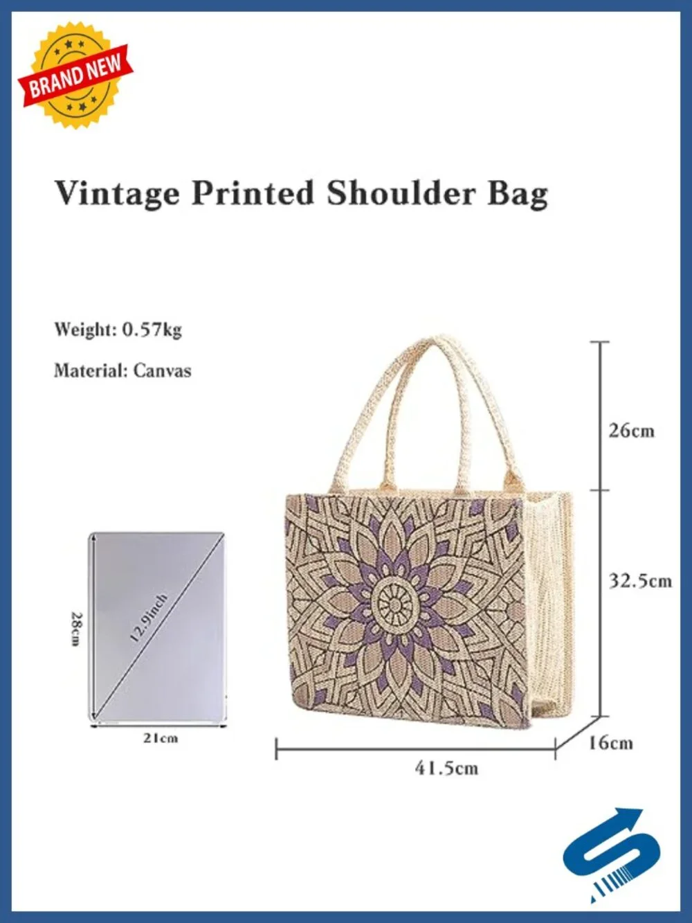 Bohemian Floral Canvas Tote Bag Large Capacity Shoulder Handbag for Women